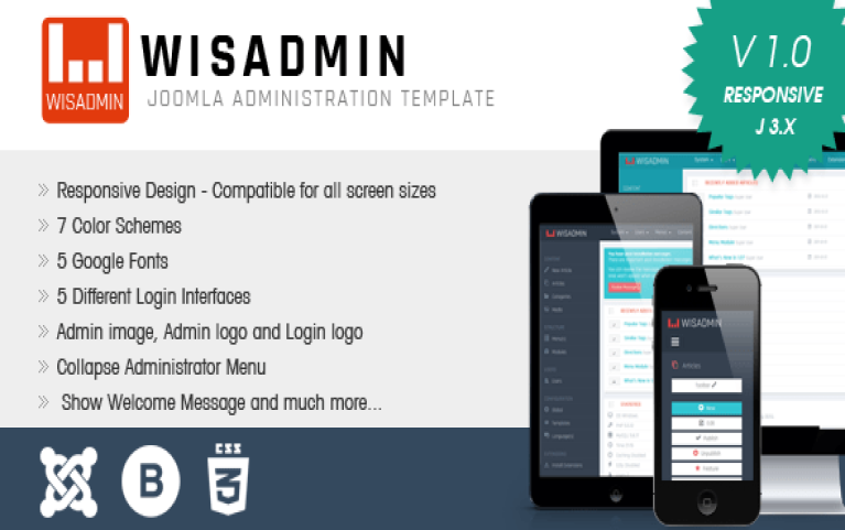Wisadmin Free Responsive Joomla! Administrator Template