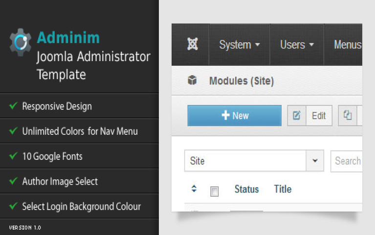 Adminim Free Joomla Administrator Template