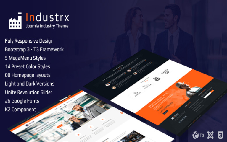 Industrx Business-Industry Joomla 3 and Joomla 4 Template