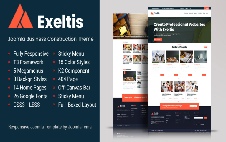 Exeltis Free Joomla Business Construction Template