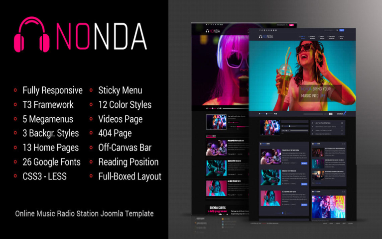 Nonda Online Music Radio Station Joomla Template