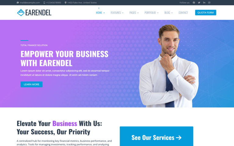 Earendel Joomla Corporate Business and Finance Template
